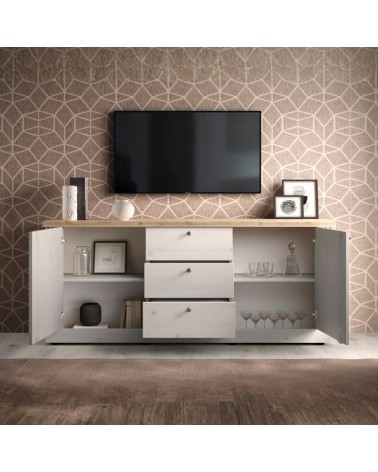 Madia Winchester 2 ante e 3 cassetti colore rovere meringa e cadiz