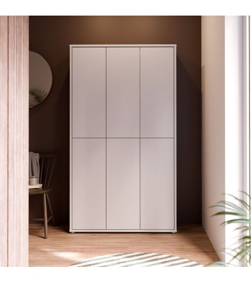 Armadio multiuso Medea 6 ante colore grigio chiaro 109.2x34.9xH191.9 cm.