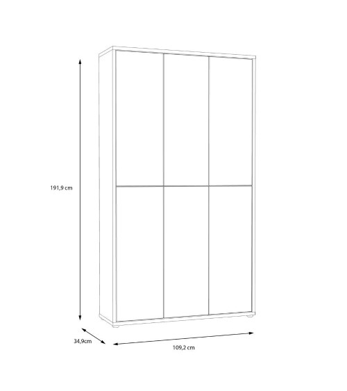 Armadio multiuso Medea 6 ante colore grigio chiaro 109.2x34.9xH191.9 cm.