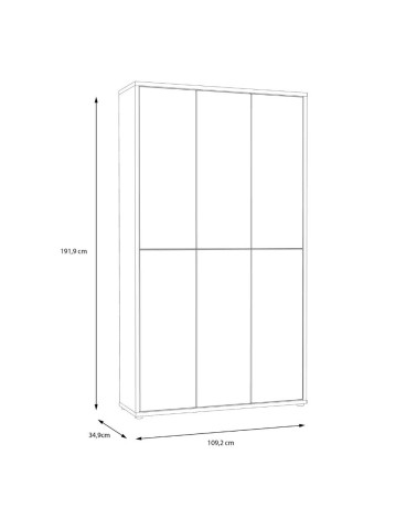 Armadio multiuso Medea 6 ante colore grigio chiaro 109.2x34.9xH191.9 cm.