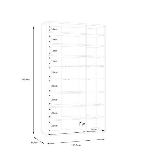 Armadio multiuso Medea 6 ante colore grigio chiaro 109.2x34.9xH191.9 cm.