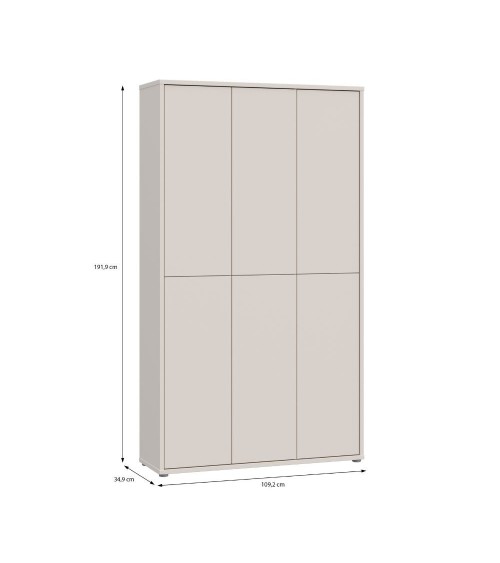 Armadio multiuso Medea 6 ante colore cashmere 109.2x34.9xH191.9 cm.