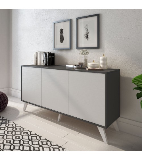 Madia Nimes con 3 ante colore bianco rustica e struttura in grafite