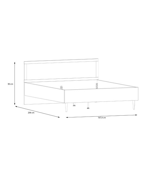 Letto matrimoniale Livia con dettaglio testiera in rattan colore rovere