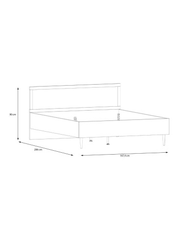Letto matrimoniale Livia con dettaglio testiera in rattan colore rovere