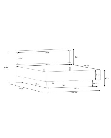 Letto matrimoniale Livia con dettaglio testiera in rattan colore rovere