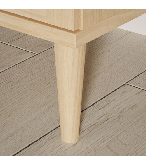 Armadio Livia 2 ante battenti con dettaglio in rattan intrecciato colore rovere