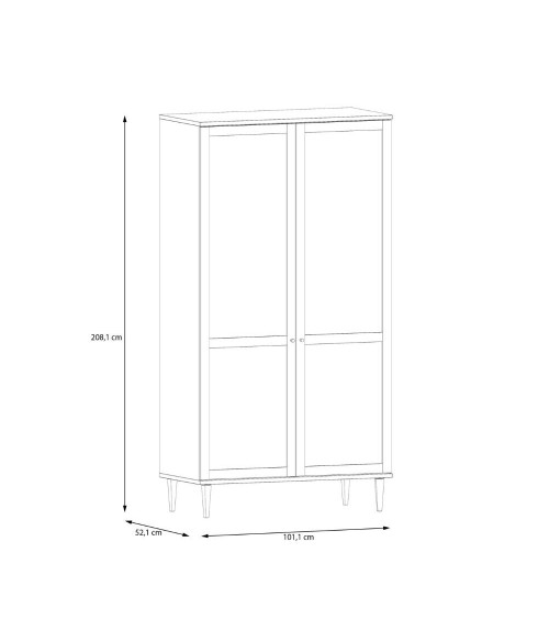 Armadio Livia 2 ante battenti con dettaglio in rattan intrecciato colore rovere
