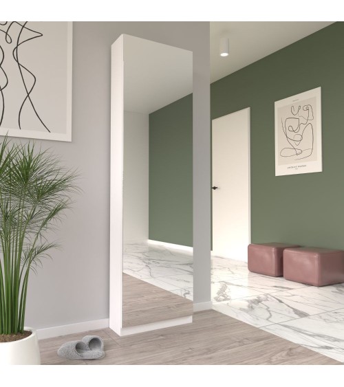 Scarpiera Nyx colore bianco con anta a specchio reversibile