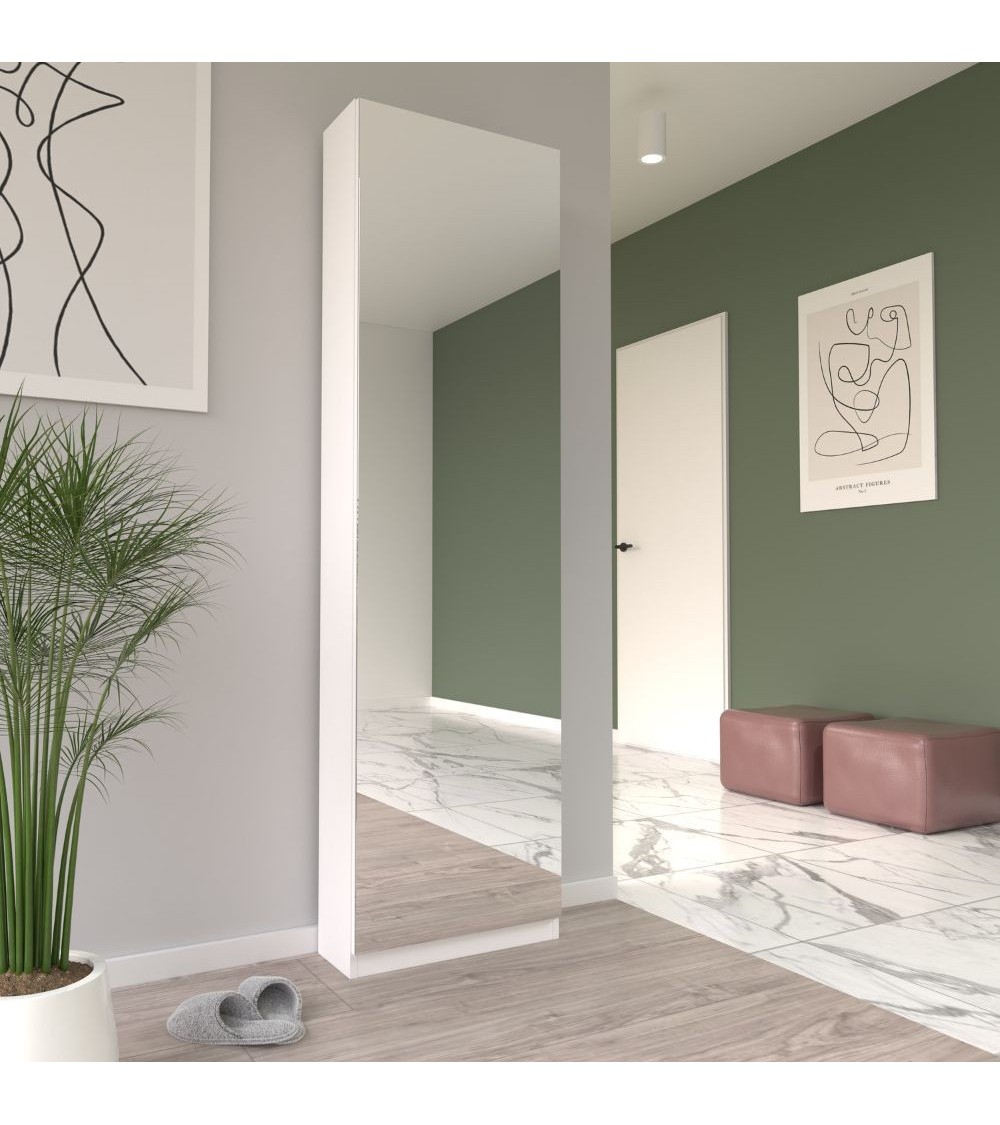 Scarpiera Nyx colore bianco con anta a specchio reversibile