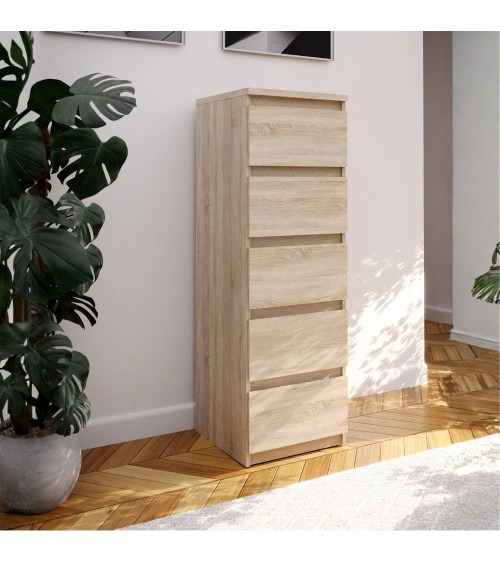 Cassettiera Morgan 5 cassetti 41.8 x 42.2 x H 128 cm. colore rovere