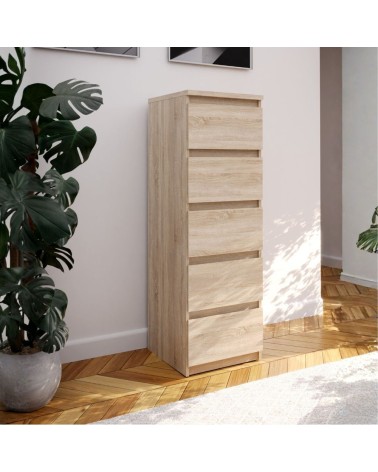 Cassettiera Morgan 5 cassetti 41.8 x 42.2 x H 128 cm. colore rovere