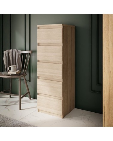 Cassettiera Morgan 5 cassetti 41.8 x 42.2 x H 128 cm. colore rovere