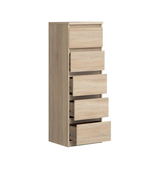 Cassettiera Morgan 5 cassetti 41.8 x 42.2 x H 128 cm. colore rovere