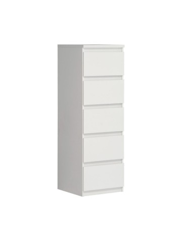 Cassettiera Morgan 5 cassetti 41.8 x 42.2 x H 128 cm. colore bianco opaco