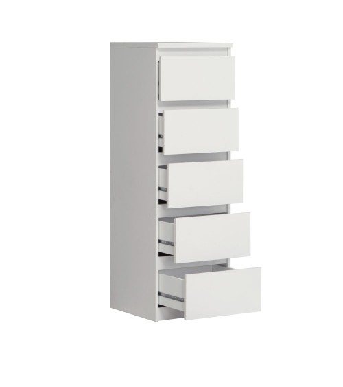 Cassettiera Morgan 5 cassetti 41.8 x 42.2 x H 128 cm. colore bianco opaco