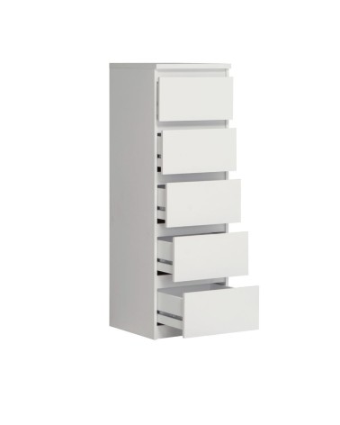 Cassettiera Morgan 5 cassetti 41.8 x 42.2 x H 128 cm. colore bianco opaco