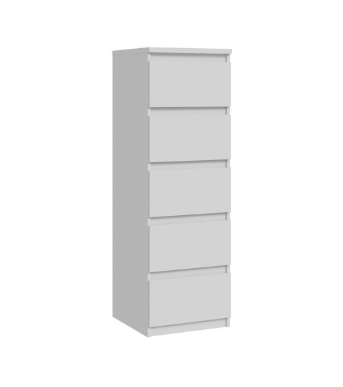 Cassettiera Morgan 5 cassetti 41.8 x 42.2 x H 128 cm. colore bianco opaco