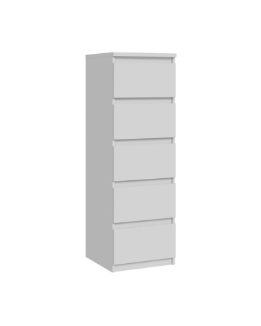 Cassettiera Morgan 5 cassetti 41.8 x 42.2 x H 128 cm. colore bianco opaco