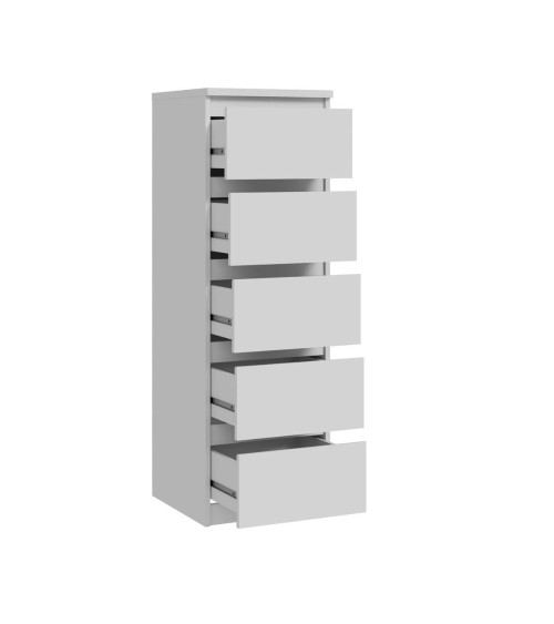 Cassettiera Morgan 5 cassetti 41.8 x 42.2 x H 128 cm. colore bianco opaco