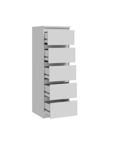 Cassettiera Morgan 5 cassetti 41.8 x 42.2 x H 128 cm. colore bianco opaco