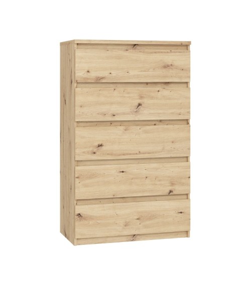 Cassettiera Morgan 5 cassetti 77.2 x 42.2 x H 128.1 cm colore rovere