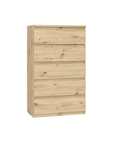 Cassettiera Morgan 5 cassetti 77.2 x 42.2 x H 128.1 cm colore rovere