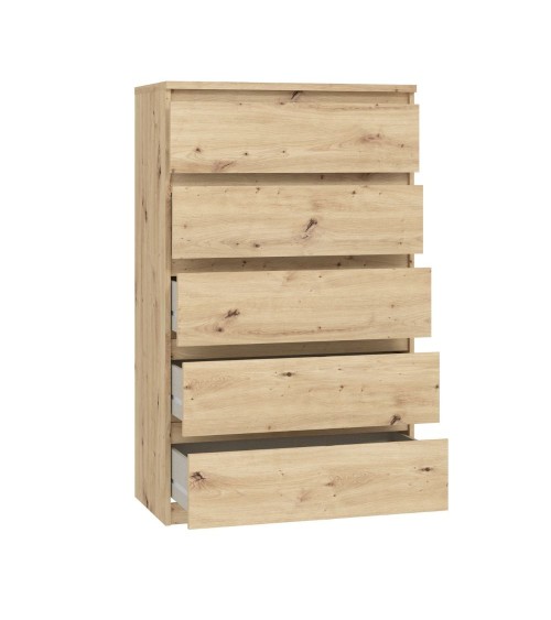 Cassettiera Morgan 5 cassetti 77.2 x 42.2 x H 128.1 cm colore rovere