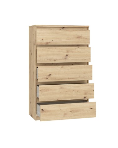 Cassettiera Morgan 5 cassetti 77.2 x 42.2 x H 128.1 cm colore rovere