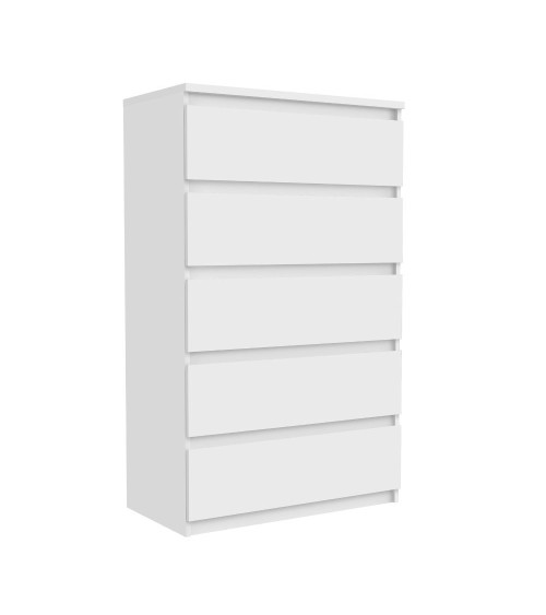 Cassettiera Morgan 5 cassetti 77.2 x 42.2 x H 128.1 cm colore bianco opaco