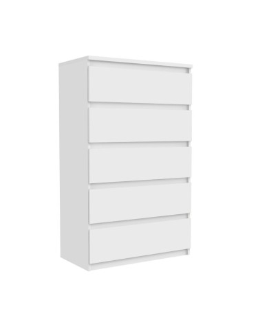 Cassettiera Morgan 5 cassetti 77.2 x 42.2 x H 128.1 cm colore bianco opaco