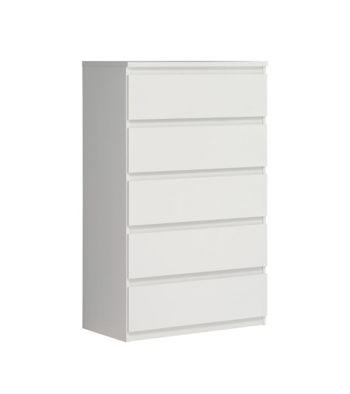 Cassettiera Morgan 5 cassetti 77.2 x 42.2 x H 128.1 cm colore bianco opaco