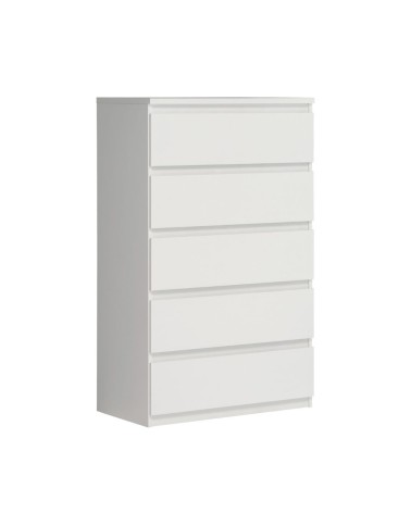 Cassettiera Morgan 5 cassetti 77.2 x 42.2 x H 128.1 cm colore bianco opaco
