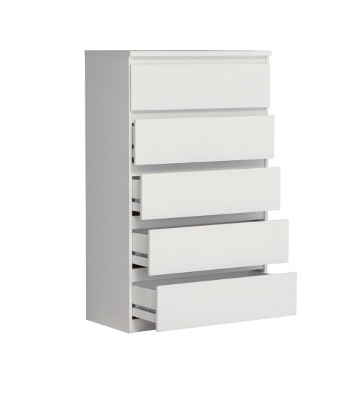 Cassettiera Morgan 5 cassetti 77.2 x 42.2 x H 128.1 cm colore bianco opaco