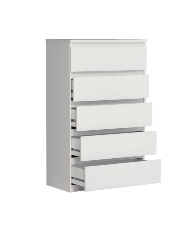 Cassettiera Morgan 5 cassetti 77.2 x 42.2 x H 128.1 cm colore bianco opaco