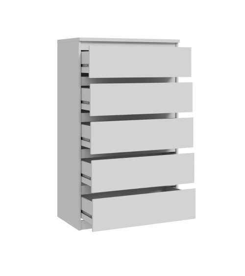 Cassettiera Morgan 5 cassetti 77.2 x 42.2 x H 128.1 cm colore bianco opaco