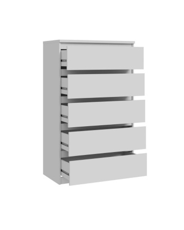 Cassettiera Morgan 5 cassetti 77.2 x 42.2 x H 128.1 cm colore bianco opaco