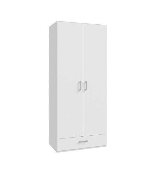 Armadio Arcadia 2 ante battenti e un cassetto colore bianco