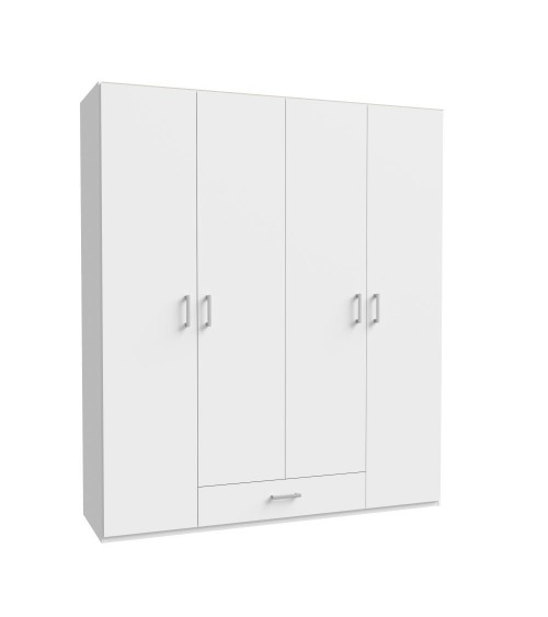 Armadio Arcadia 4 ante battenti e un cassetto colore bianco