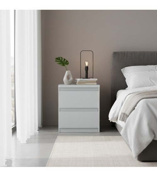 Comodino Morgan 2 cassetti 41.8 x 32.2 x H 49.3 cm. colore grigio chiaro