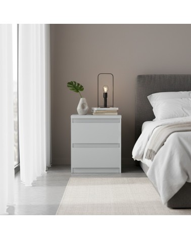 Comodino Morgan 2 cassetti 41.8 x 32.2 x H 49.3 cm. colore grigio chiaro