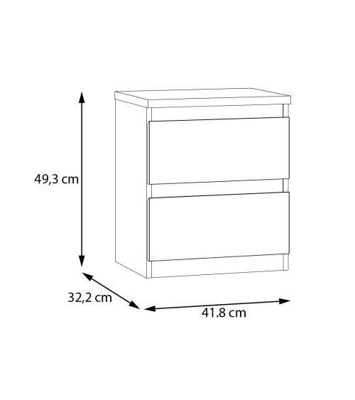 Comodino Morgan 2 cassetti 41.8 x 32.2 x H 49.3 cm. colore grigio chiaro