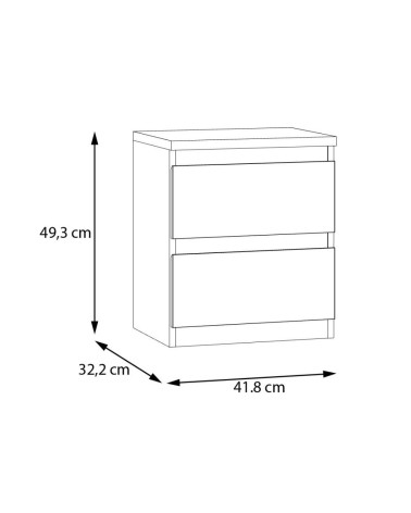 Comodino Morgan 2 cassetti 41.8 x 32.2 x H 49.3 cm. colore grigio chiaro