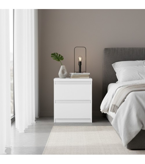 Comodino Morgan 2 cassetti 41.8 x 32.2 x H 49.3 cm. colore bianco