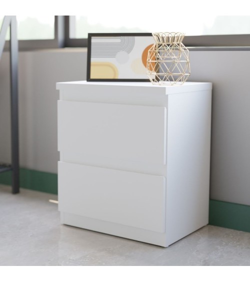 Comodino Morgan 2 cassetti 41.8 x 32.2 x H 49.3 cm. colore bianco