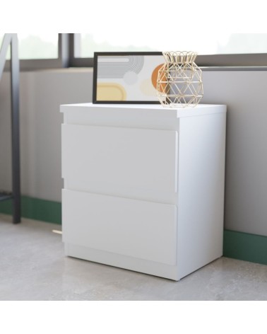 Comodino Morgan 2 cassetti 41.8 x 32.2 x H 49.3 cm. colore bianco