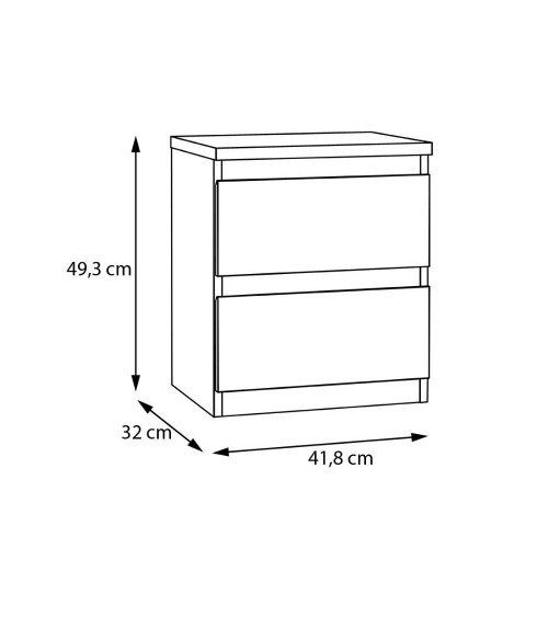 Comodino Morgan 2 cassetti 41.8 x 32.2 x H 49.3 cm. colore bianco