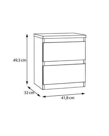 Comodino Morgan 2 cassetti 41.8 x 32.2 x H 49.3 cm. colore bianco