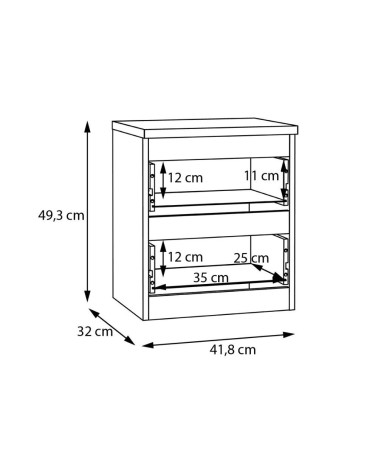 Comodino Morgan 2 cassetti 41.8 x 32.2 x H 49.3 cm. colore bianco