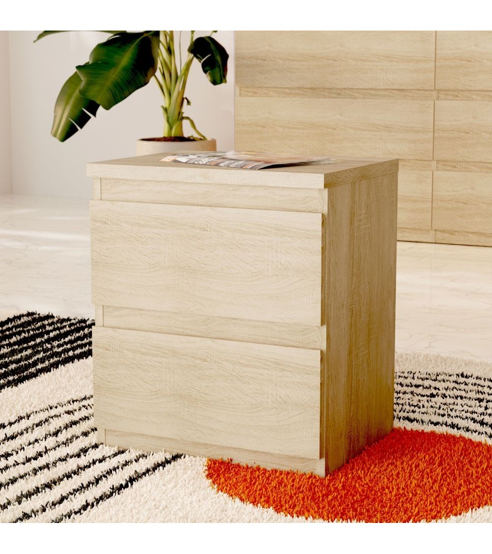 Comodino Morgan 2 cassetti 41.8 x 32.2 x H 49.3 cm. colore rovere